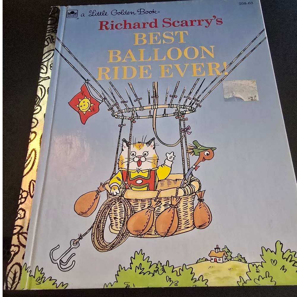 Vintage 90s Little Golden Book Best Balloon Ride Ever Richard Scarry Kids Blue